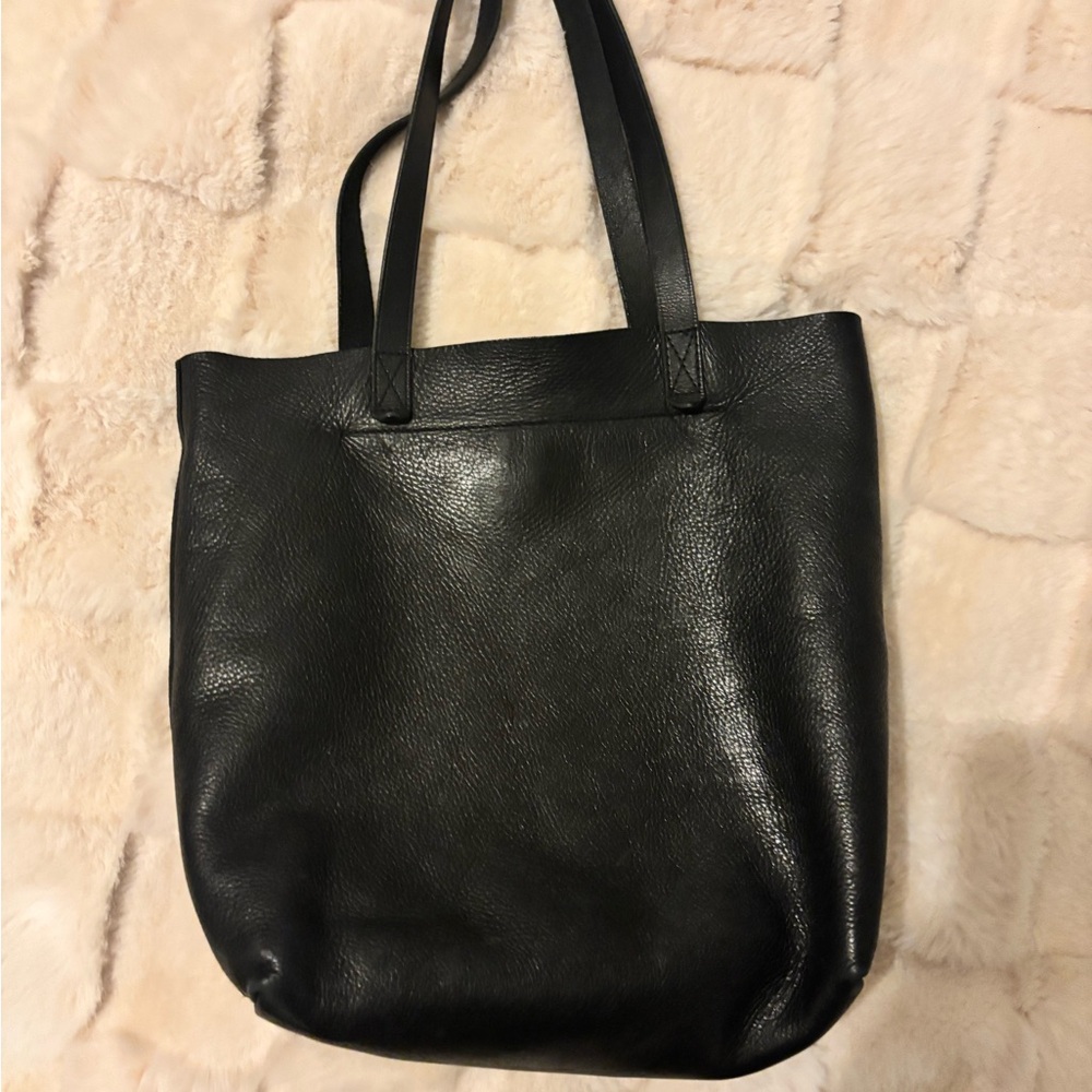 Madewell Black Leather Tote Bag